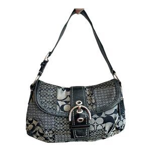COACH Vintage Soho Patchwork F12316 Shoulder Bag Signature Canvas Leather Black